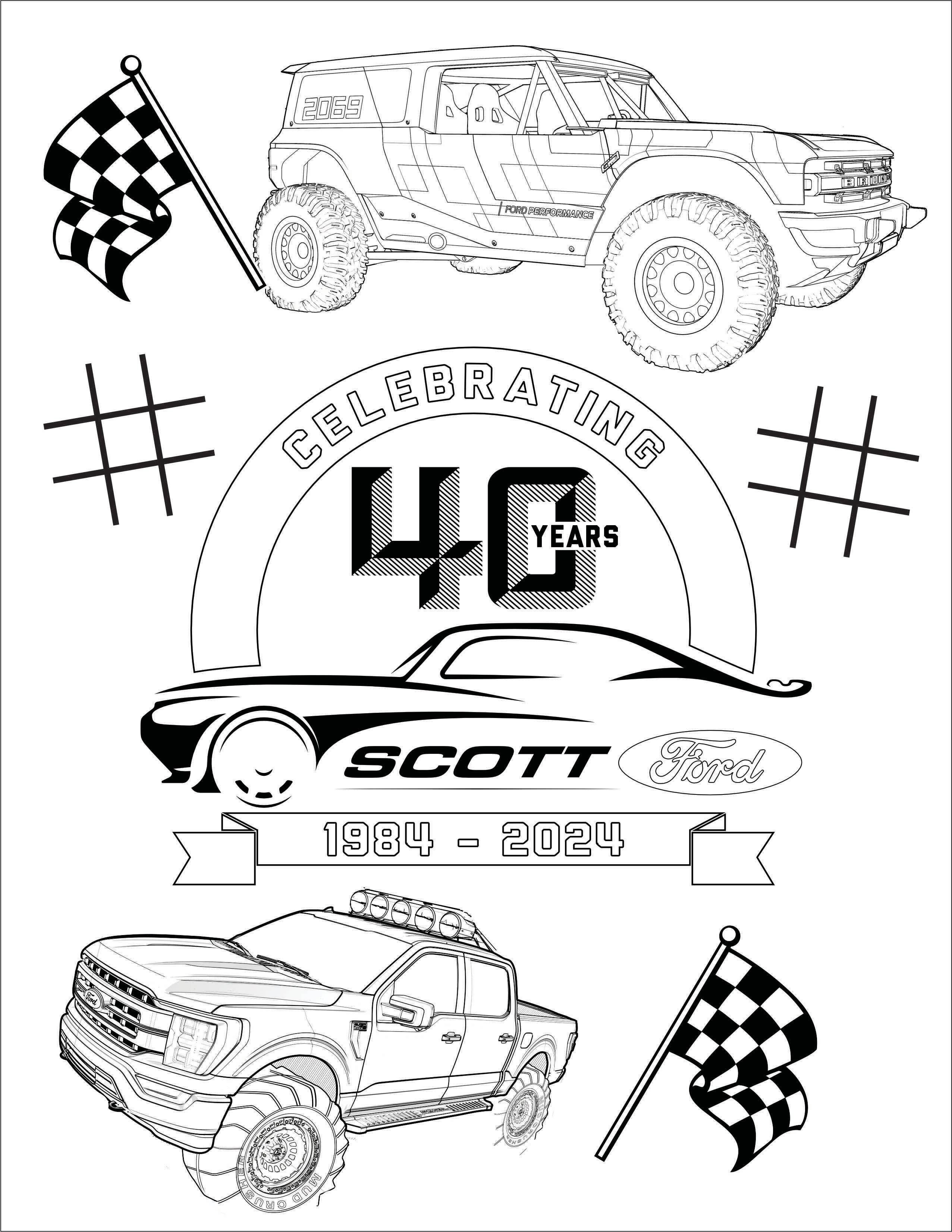 Sketch for coloring, celebrating 40 years of Scott.